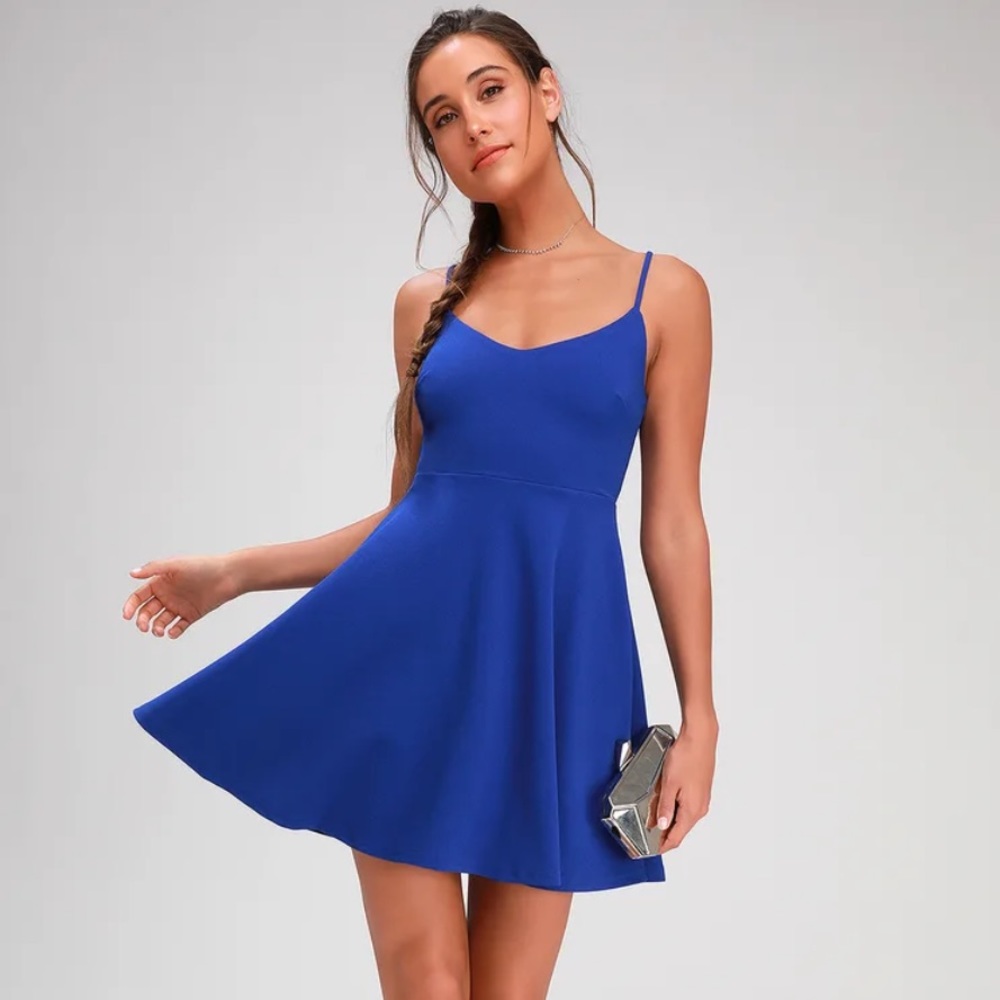 Lulus Royal Blue skater dress size M , new without tag